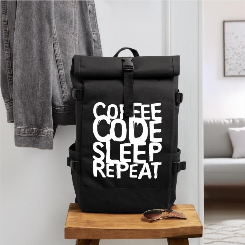coffee code Programmeur - Informatique Travail Logo Sac à dos roll top