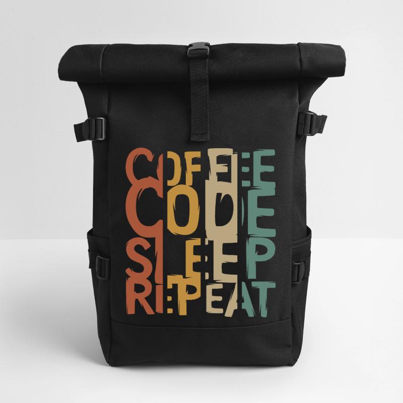 Coffee Code Sleep Repeat – Entwickler Design Rolltop Rucksack