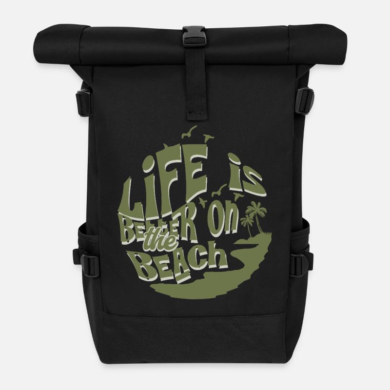 Leben am Strand - Rolltop Rucksack - Schwarz