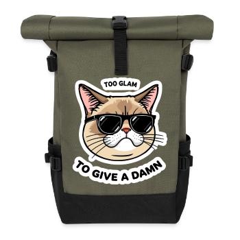 Trop Glam Chat Autocollant Cool Design - Sac à dos roll top - olive/noir - Devant
