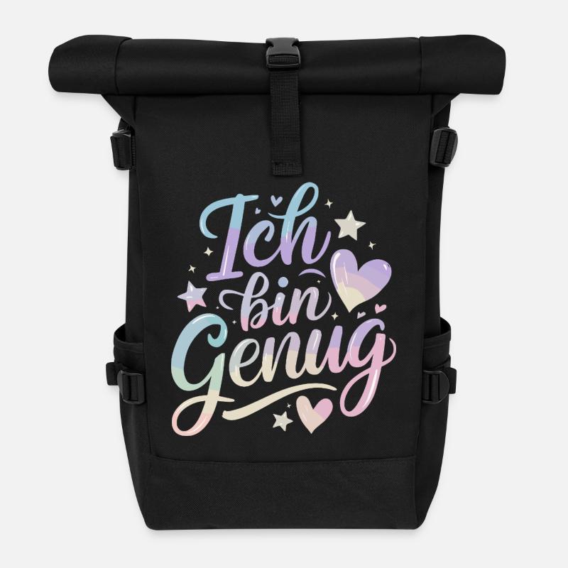  Ich Bin Genug Pastell Selflove Selbstliebe - Rolltop Rucksack - Schwarz