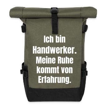 Handwerker Ruhe durch Erfahrung - Rolltop Rucksack - Olive/Schwarz - Vorne