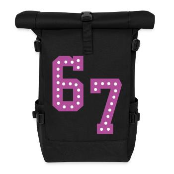 6 7 – Trendy minimalist text design, - Roll Top Backpack - black - Front