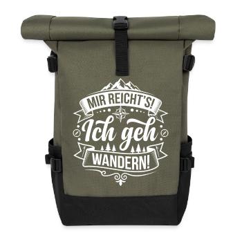 I Go Hiking Mountain Logo - Roll Top Backpack - olive/black - Front