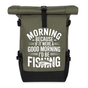Pêche matinale : si c’était le matin - Sac à dos roll top - olive/noir - Devant
