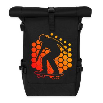 Lustiges skater Motiv - Rolltop Rucksack - Schwarz - Vorne