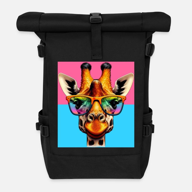 giraffe - Roll Top Backpack - black