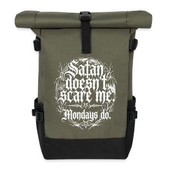 Satan Doesnt Scare Me Mondays Do - Sac à dos roll top - olive/noir - Devant