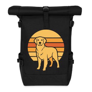 Hund Retro Sunset Flat Icon - Rolltop Rucksack - Schwarz - Vorne