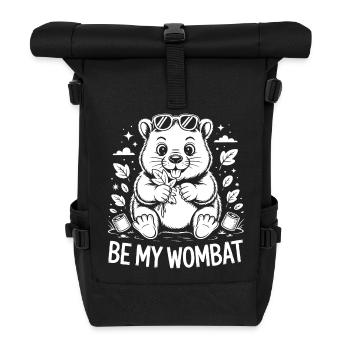 Be My Wombat – Cute Wombat - Roll Top Backpack - black - Front