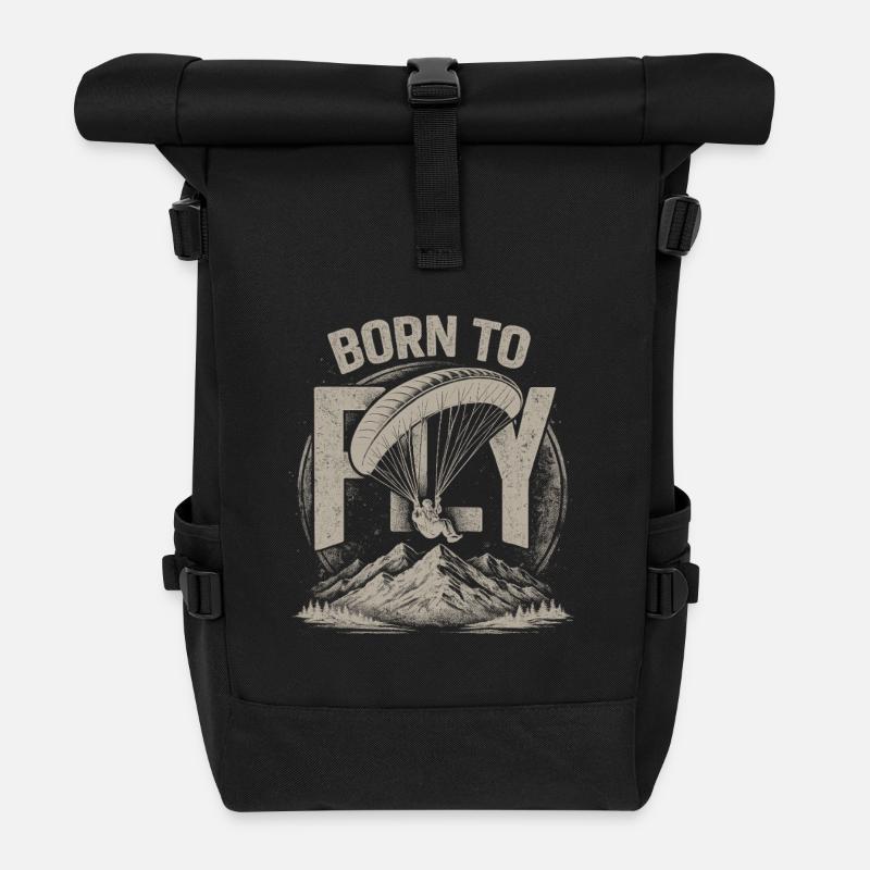 Geboren Zum Fliegen Paragliding - Rolltop Rucksack - Schwarz