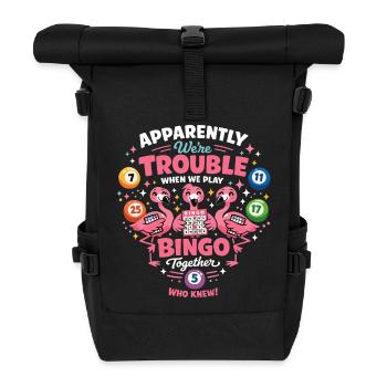 Bingo Flamingos Lustiger Spruch Damen Design - Rolltop Rucksack - Schwarz - Vorne
