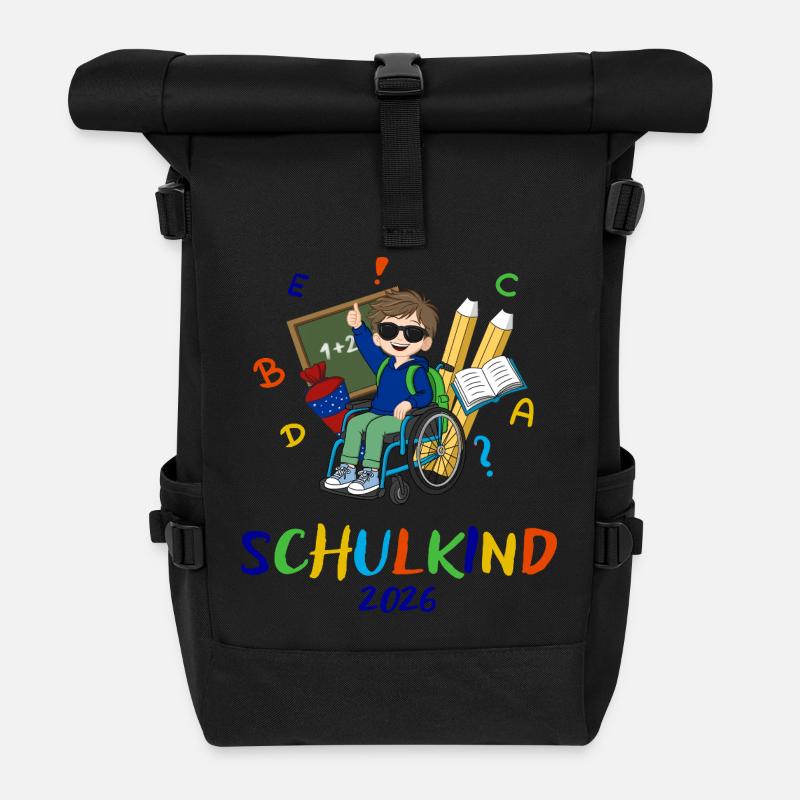 Schulkind 2026: Bunte Inklusion - Rolltop Rucksack - Schwarz