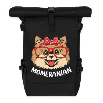 Pomeranian Zwergspitz Hund - Rolltop Rucksack - Schwarz - Vorne