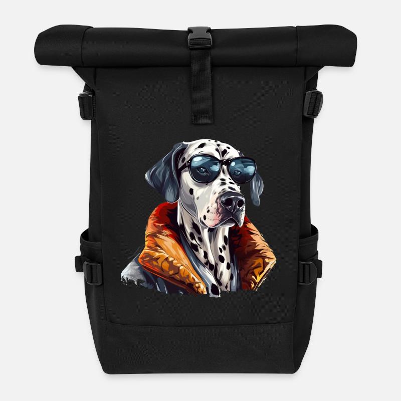 Feuerwehrhund | Dalmatinischer Feuerwehrmann - Rolltop Rucksack - Schwarz
