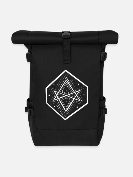 Unicursal Hexagram - Roll Top Backpack - black
