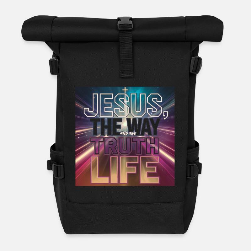 Jesus Galaxy Modern T-Shirt - Roll Top Backpack - black