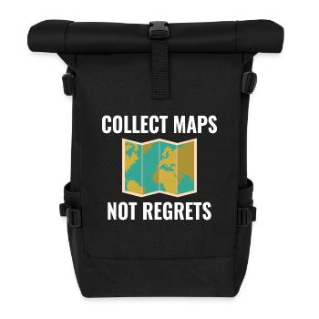 Collect Maps Not Regrets GIS Travel - Roll Top Backpack - black - Front