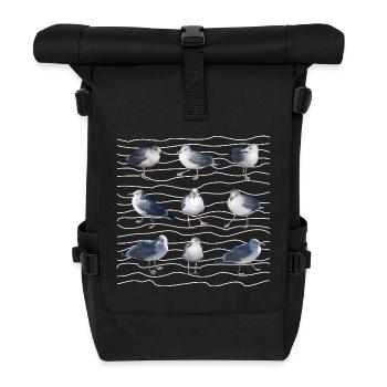 Seagull Sea Waves North Sea Sylt Baltic Sea Carnival - Roll Top Backpack - black - Front