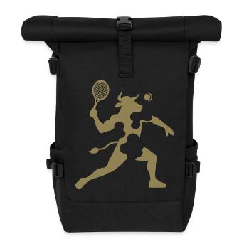 Minimalist Cow Tennis Silhouette - Roll Top Backpack - black - Front