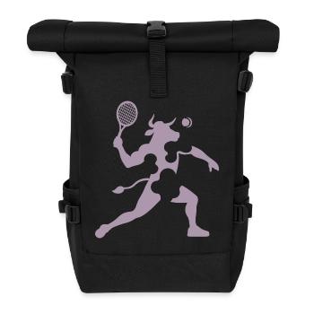 Minimalist Cow Tennis Silhouette - Roll Top Backpack - black - Front