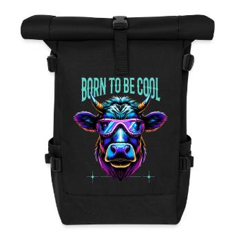 Kuh Brille lustig Bauer Geschenk Born to be cool - Rolltop Rucksack - Schwarz - Vorne
