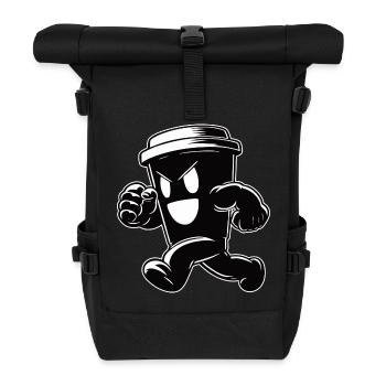 Lustiger laufender Kaffeebecher – Für Kaffee-Liebh - Rolltop Rucksack - Schwarz - Vorne