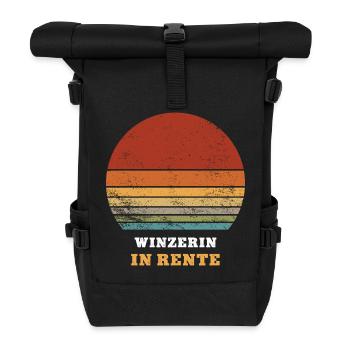 Winzerin Rente Ruhestand Rentnerin Rentnerin - Rolltop Rucksack - Schwarz - Vorne