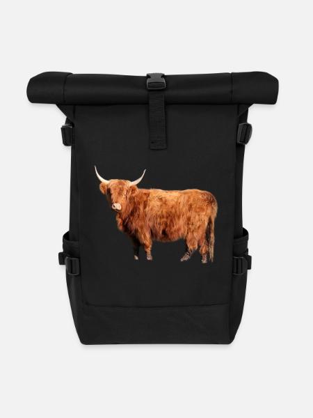 Schottisches Hochlandrind - Rolltop Rucksack - Schwarz