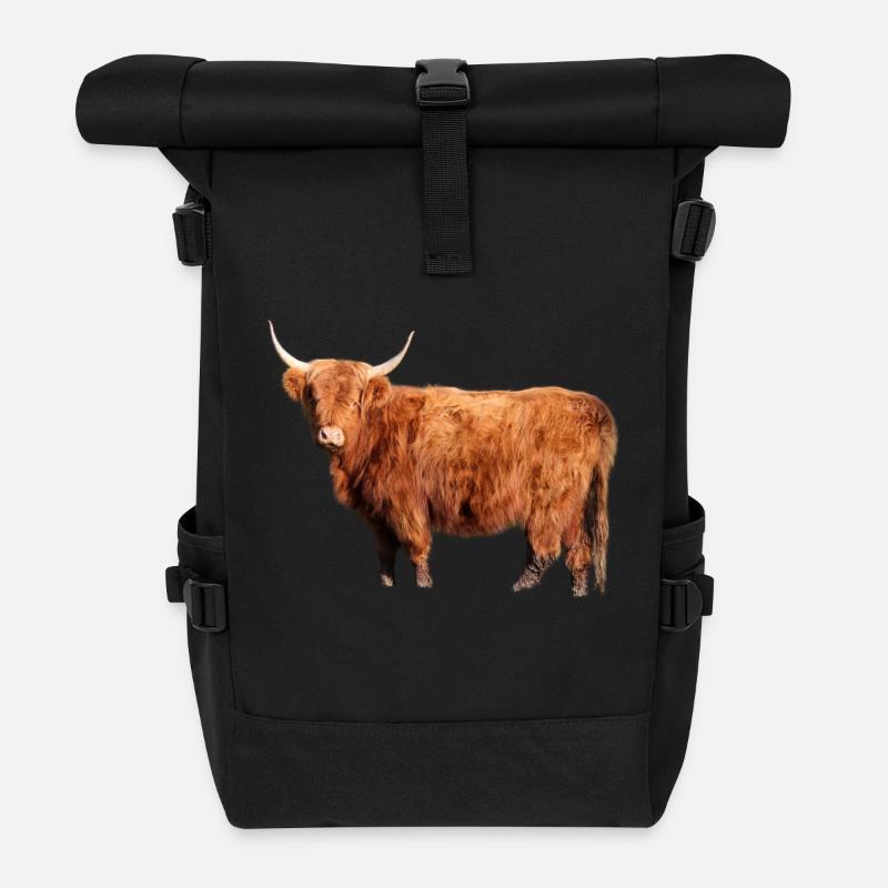 Schottisches Hochlandrind - Rolltop Rucksack - Schwarz