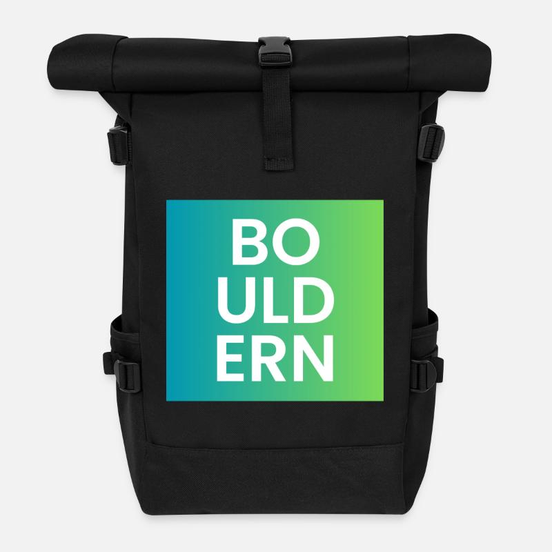 Bouldern Gradient Typo - Rolltop Rucksack - Schwarz