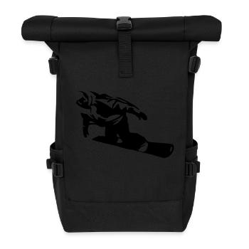 snowboarder winter sport snow descent downhill - Roll Top Backpack - black - Front