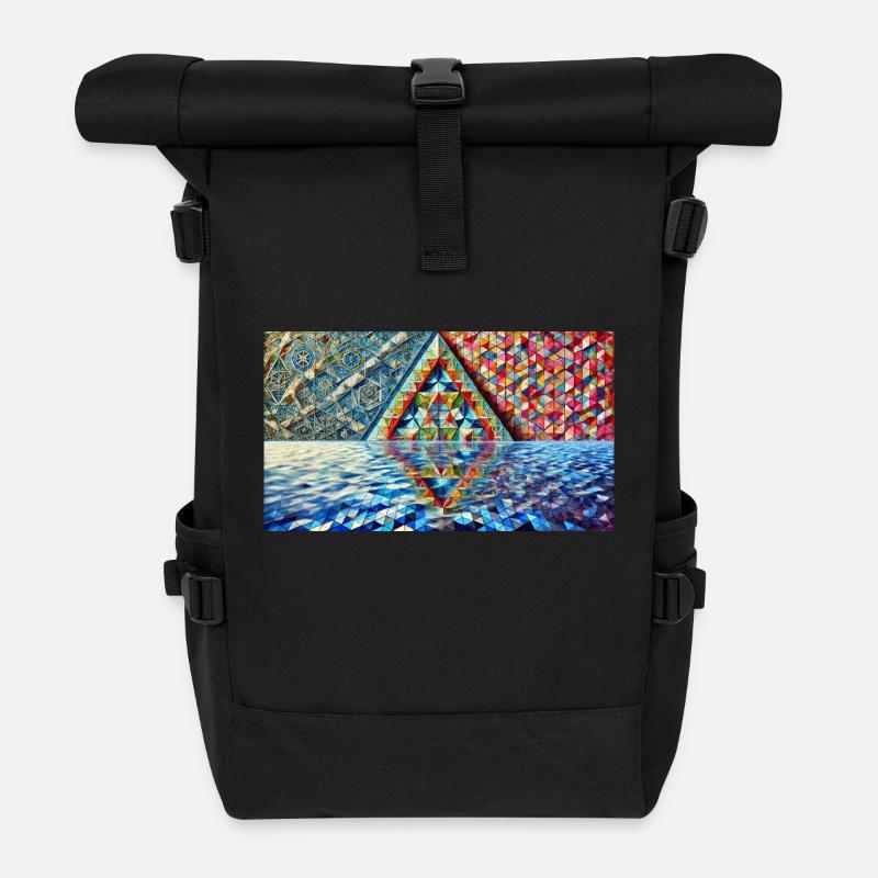 Unicorn Capable Triangle - Roll Top Backpack - black