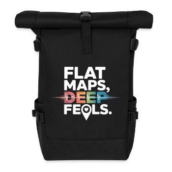 Flache Karten Deep Feels Geografie Kartografie - Rolltop Rucksack - Schwarz - Vorne
