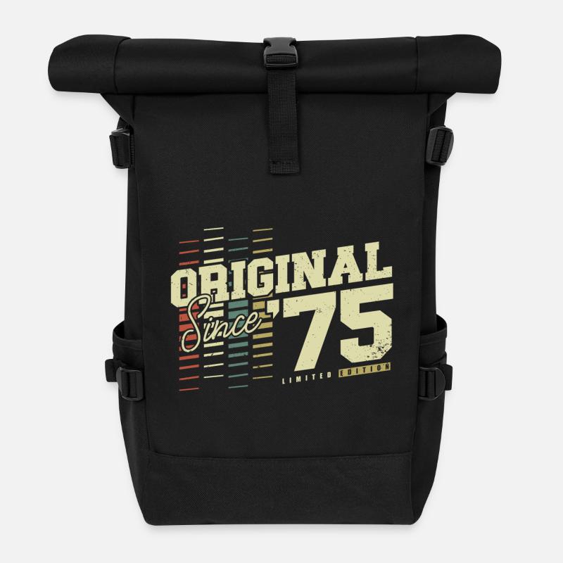 Original 1975 Jahrgang Vintage Retro Geburtstag - Rolltop Rucksack - Schwarz
