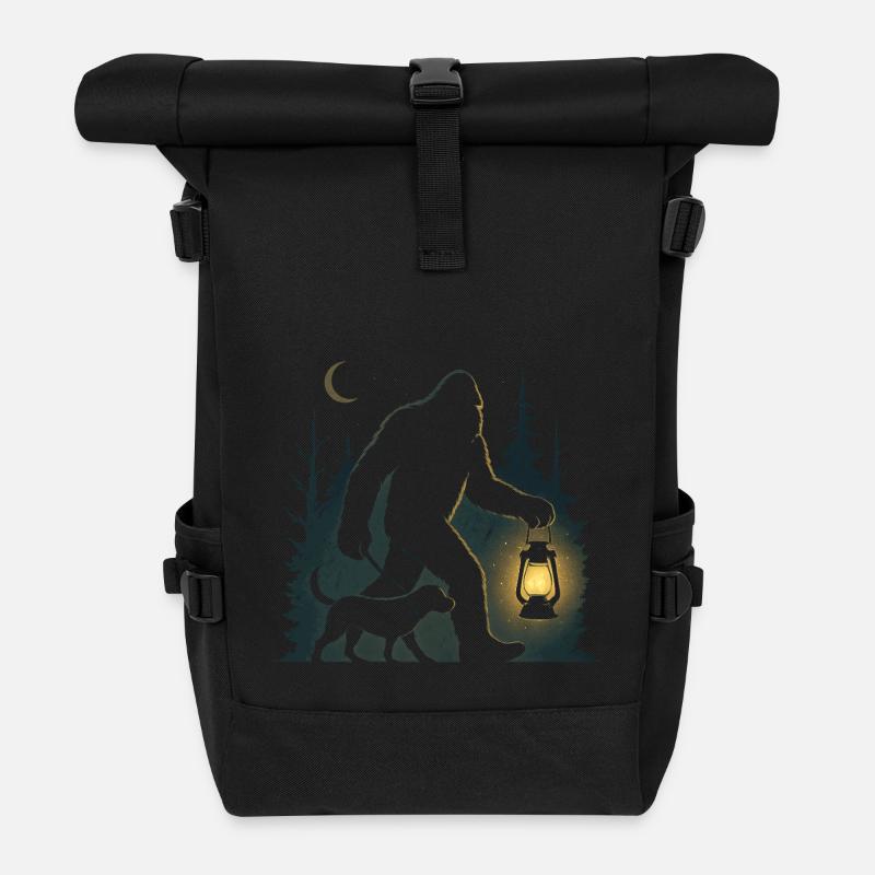 Yeti Bigfoot geht mit Hund Gassi - Rolltop Rucksack - Schwarz
