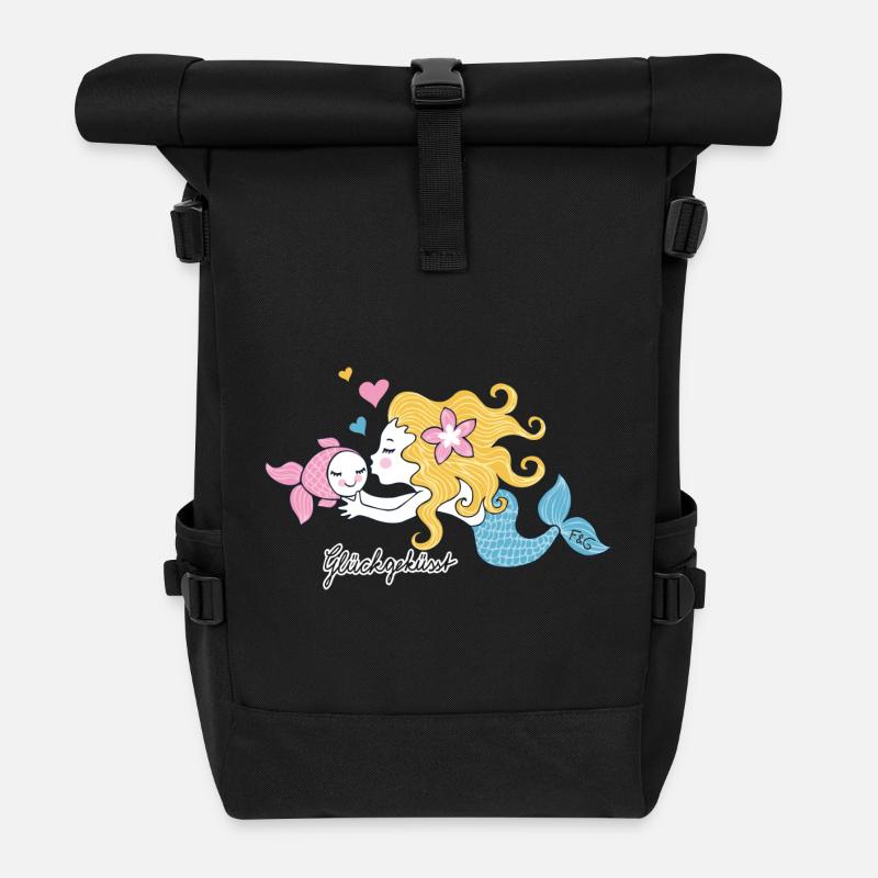 Lucky Kissed - Roll Top Backpack - black