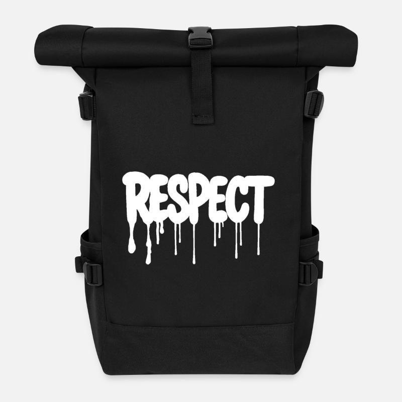 RESPECT Graffiti Design - Rolltop Rucksack - Schwarz