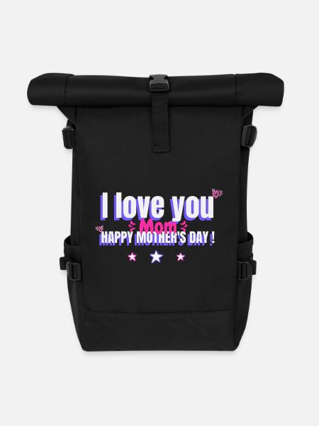 Ich liebe dich Mama, Geschenk Muttertag, Herz - Rolltop Rucksack - Schwarz