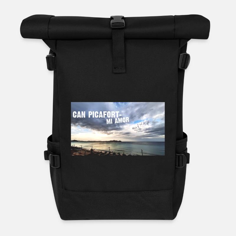 Strandsonnenuntergang Liebe Mallorca Can Picafort - Rolltop Rucksack - Schwarz