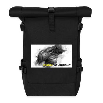 Strong Self Motivation Illustration - Roll Top Backpack - black - Front