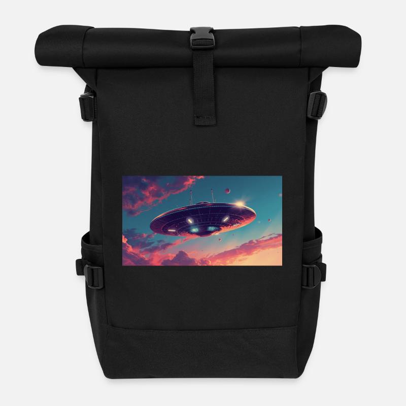Style OVNI - Sac à dos roll top - noir