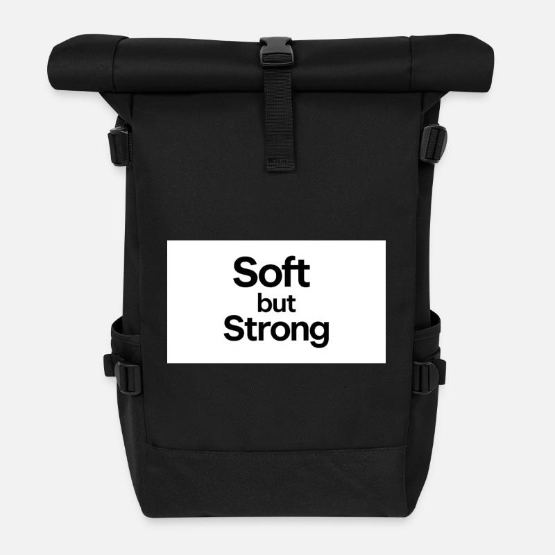 minimalist_typography_t-shirt_design-_black_tex - Sac à dos roll top - noir