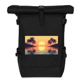 Sunset on tropical island - Roll Top Backpack - black - Front
