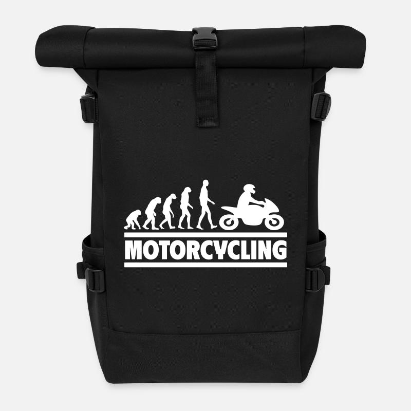 Motorradfahren Evolution Perfektes Geschenk Biker - Rolltop Rucksack - Schwarz