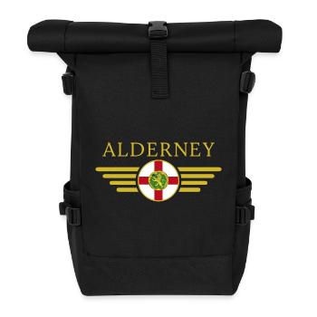 J’aime Aurigny, T-shirt design de style élégance - Sac à dos roll top - noir - Devant