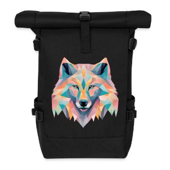 Cadeau loup géométrique - Sac à dos roll top - noir - Devant