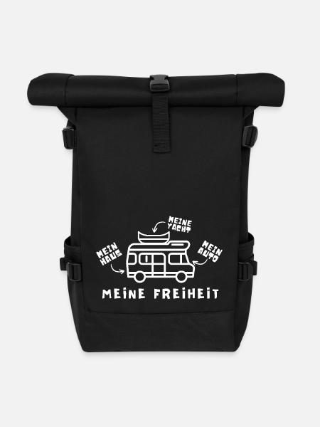 Lustiges Camper Wohnmobil Vanlife Shirt - Rolltop Rucksack - Schwarz