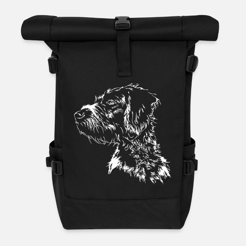DEUTSCH DRAHTHAAR Wilsigns Jagdhund Jagdhunde - Rolltop Rucksack - Schwarz