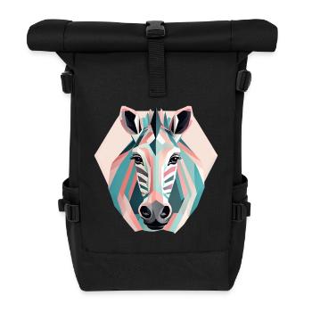 Geometric zebra gift Geometric - Roll Top Backpack - black - Front